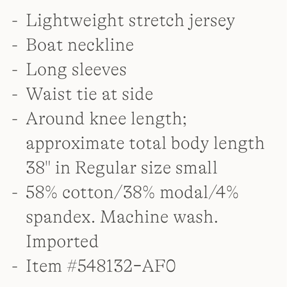 Lands’ End Boatneck Long Sleeve Tie Waist Dress - Picture 10 of 10